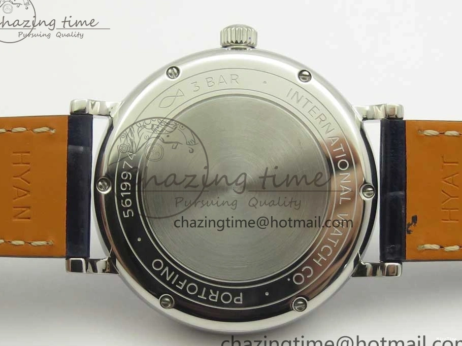 MIROTIME 0210 Fashionable Portofino IW458101 Diamond Bezel SS MK 1:1 Best Edition Blue Dial On Blue Leather Strap MIYOTA 7169